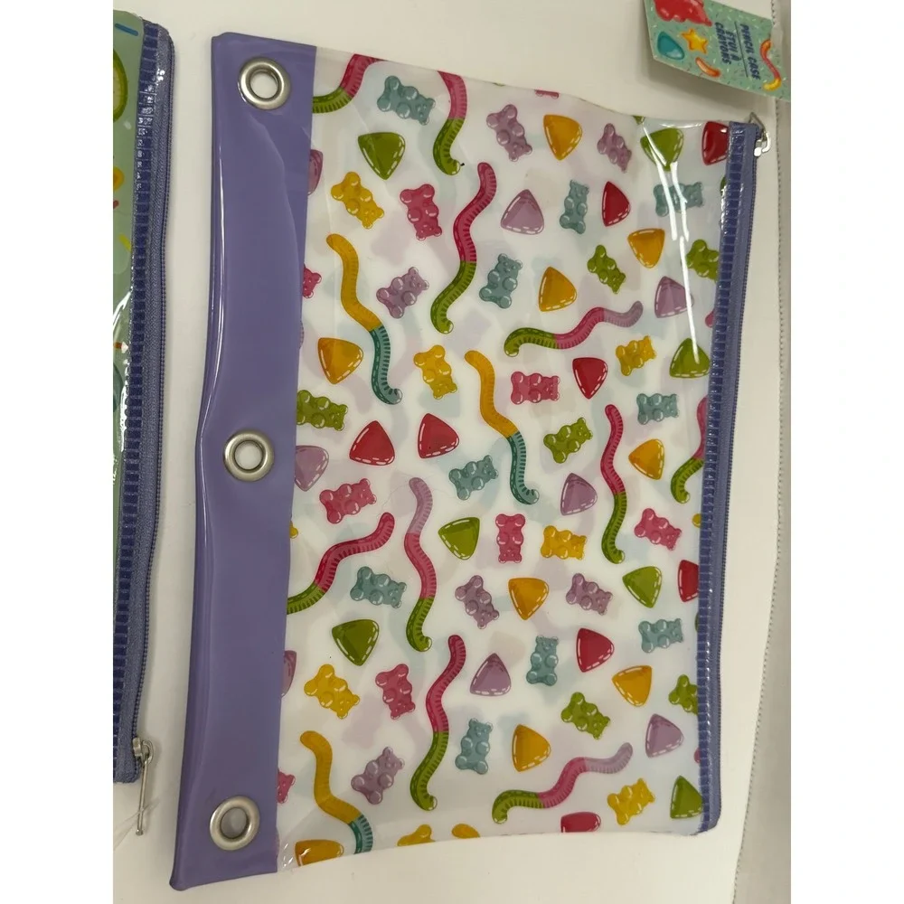 Fourstar Group Gummy Candy Pencil Case Set I Want Candy 3-Ring Binder Pouch NWT